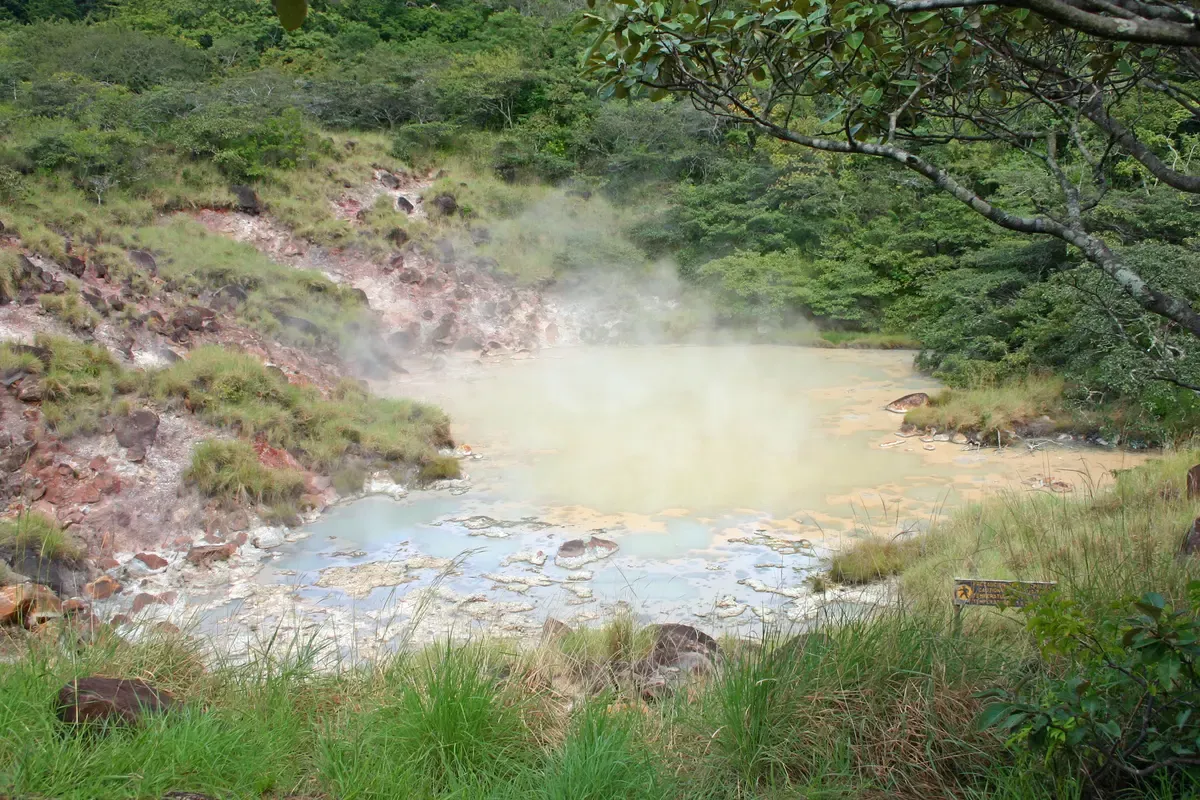 A boiling spring in Rincón de la Vieja National Park, the heat source for Costa Rica hot springs tours in Guanacaste